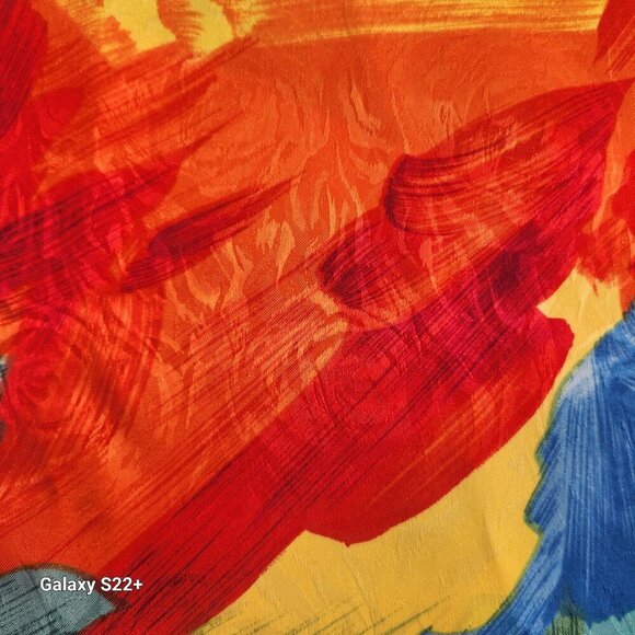 Abstract Multicolor Brushstroke Satin Fabric By Hi-Fashion Fabrics Inc 2.5 yards - Picture 7 of 7